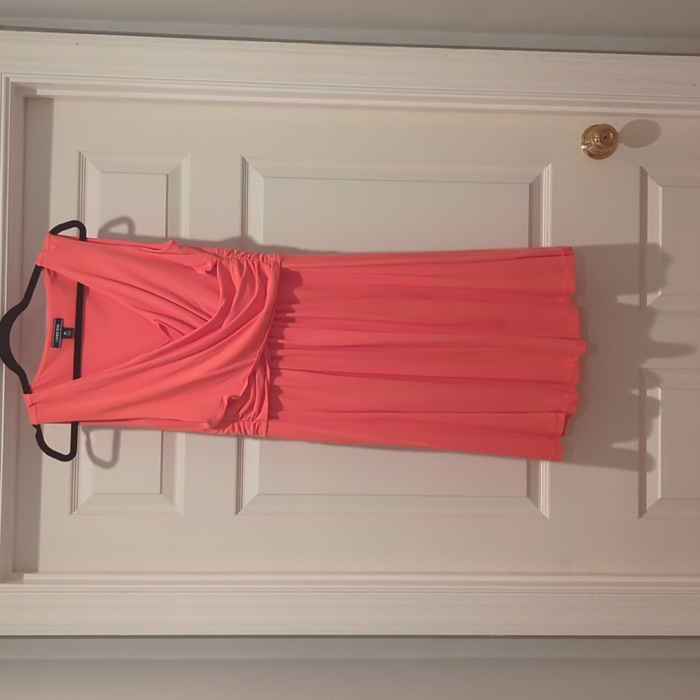 Coral surplus neckline dress